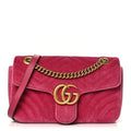 Velvet Matelasse Small GG Marmont Shoulder Bag Fuchsia Violet Cyclamen