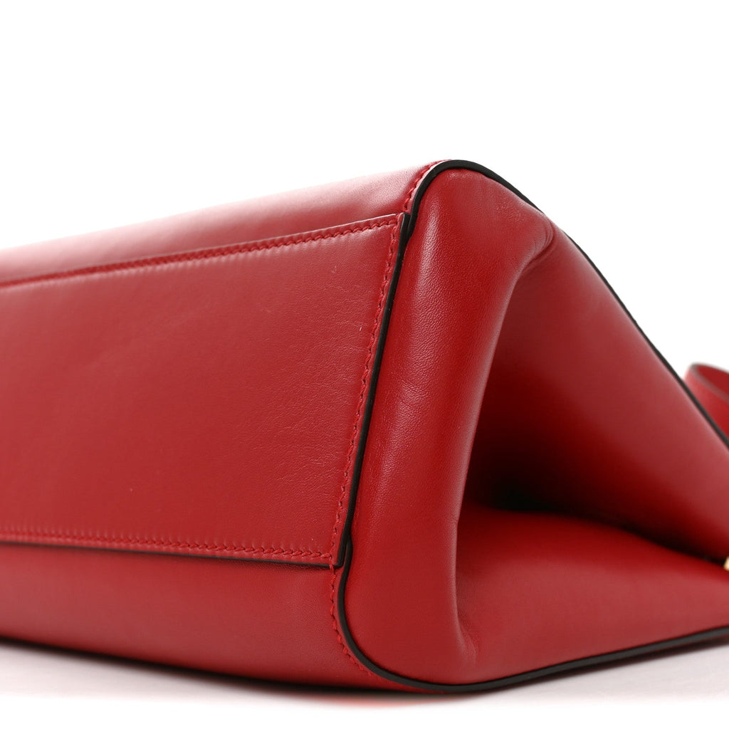 Nappa Bamboo Small Nymphaea Top Handle Bag Hibiscus Red