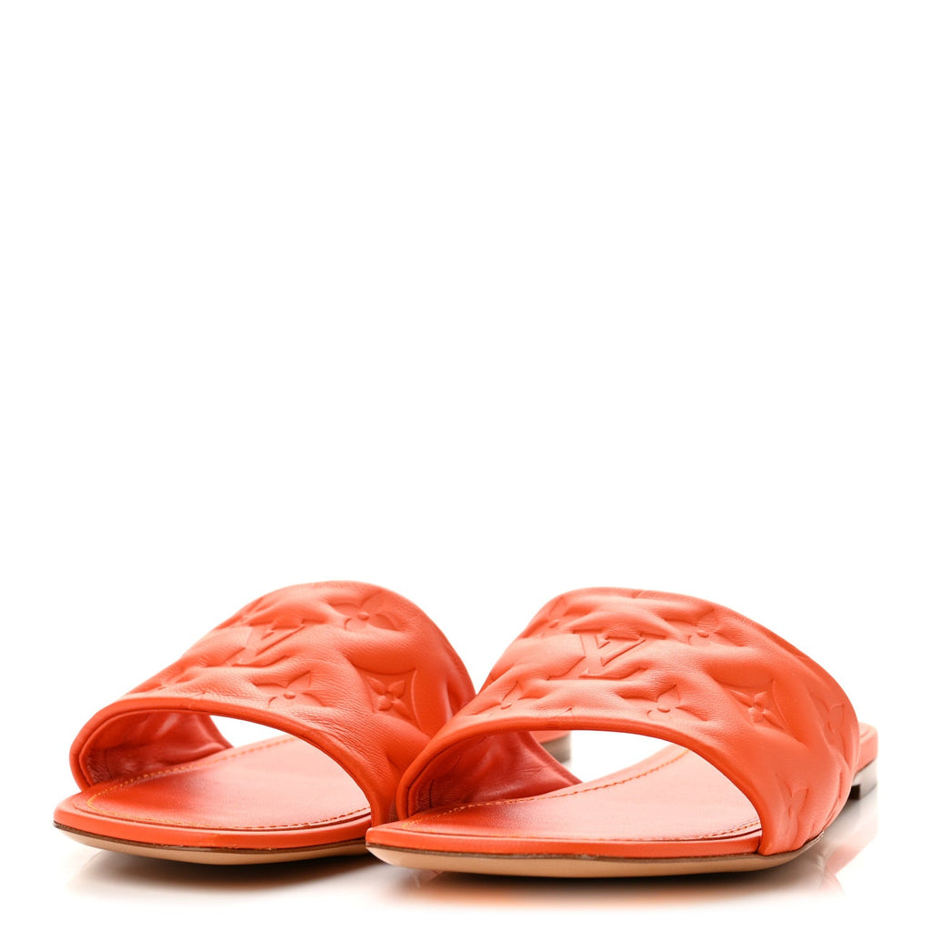 Lambskin Embossed Monogram Revival Flat Mules 39 Orange