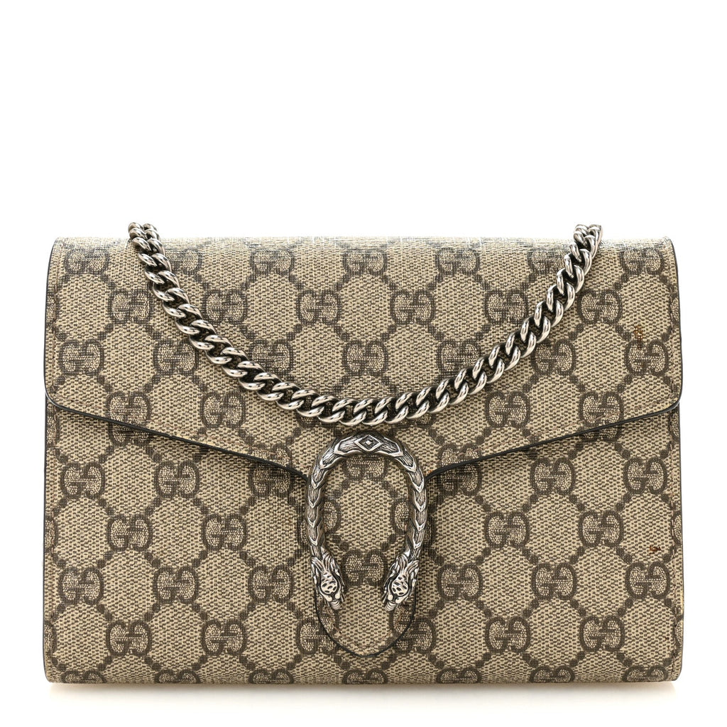 GG Supreme Monogram Mini Dionysus Chain Wallet Beige Vulcanic Red