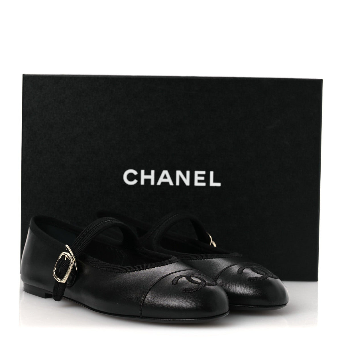 Lambskin Mary Jane Flats 37.5 Black