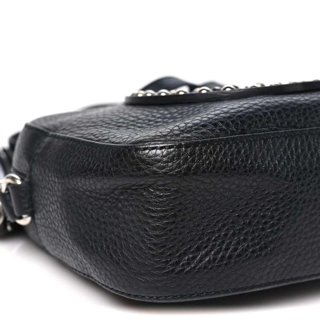 Pebbled Calfskin Studded Small Soho Disco Bag Black
