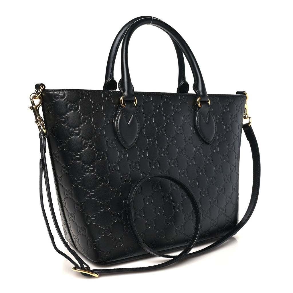 Guccissima Small Zippered Bucket Tote Black