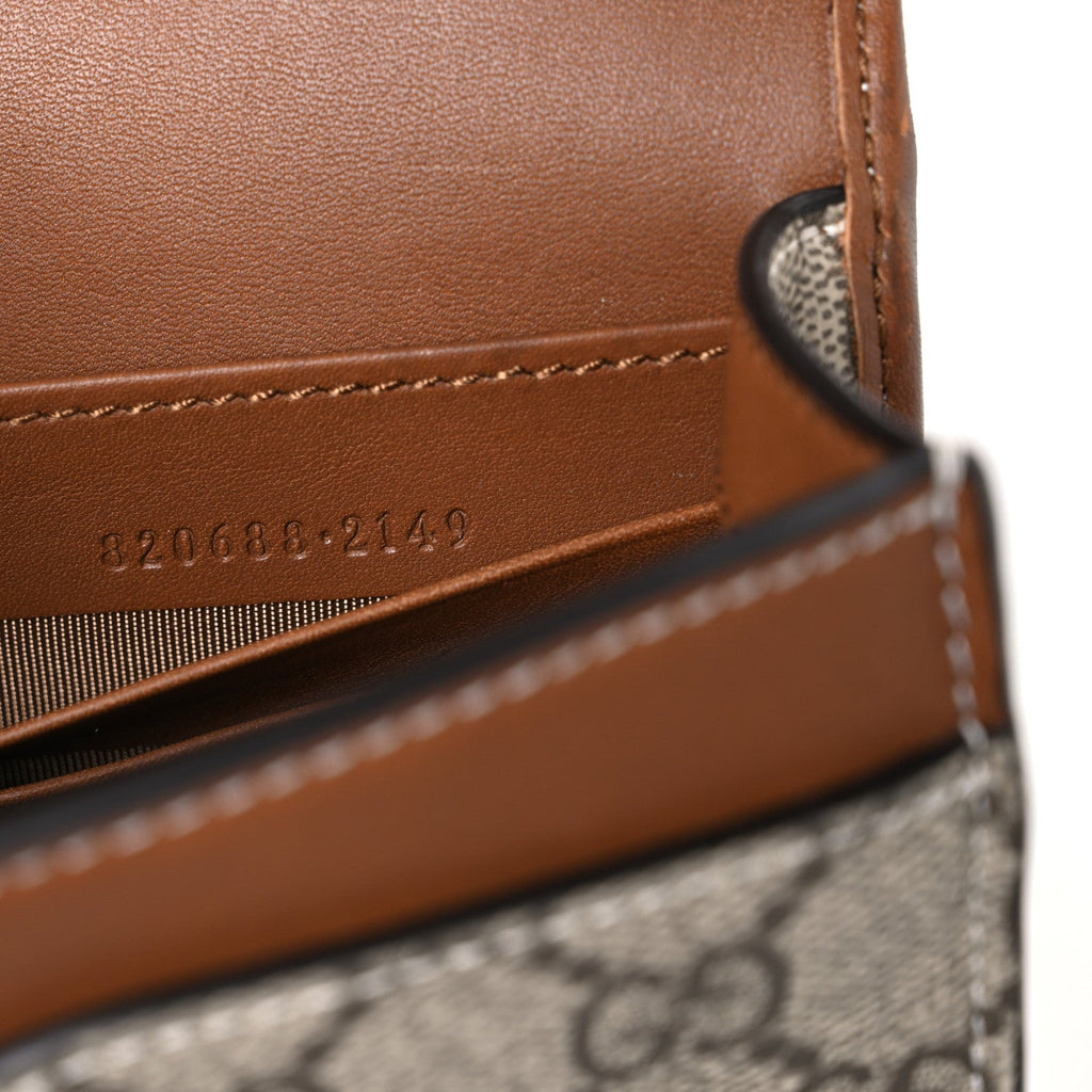 GG Emblem Monogram Wallet With Strap Beige Brown