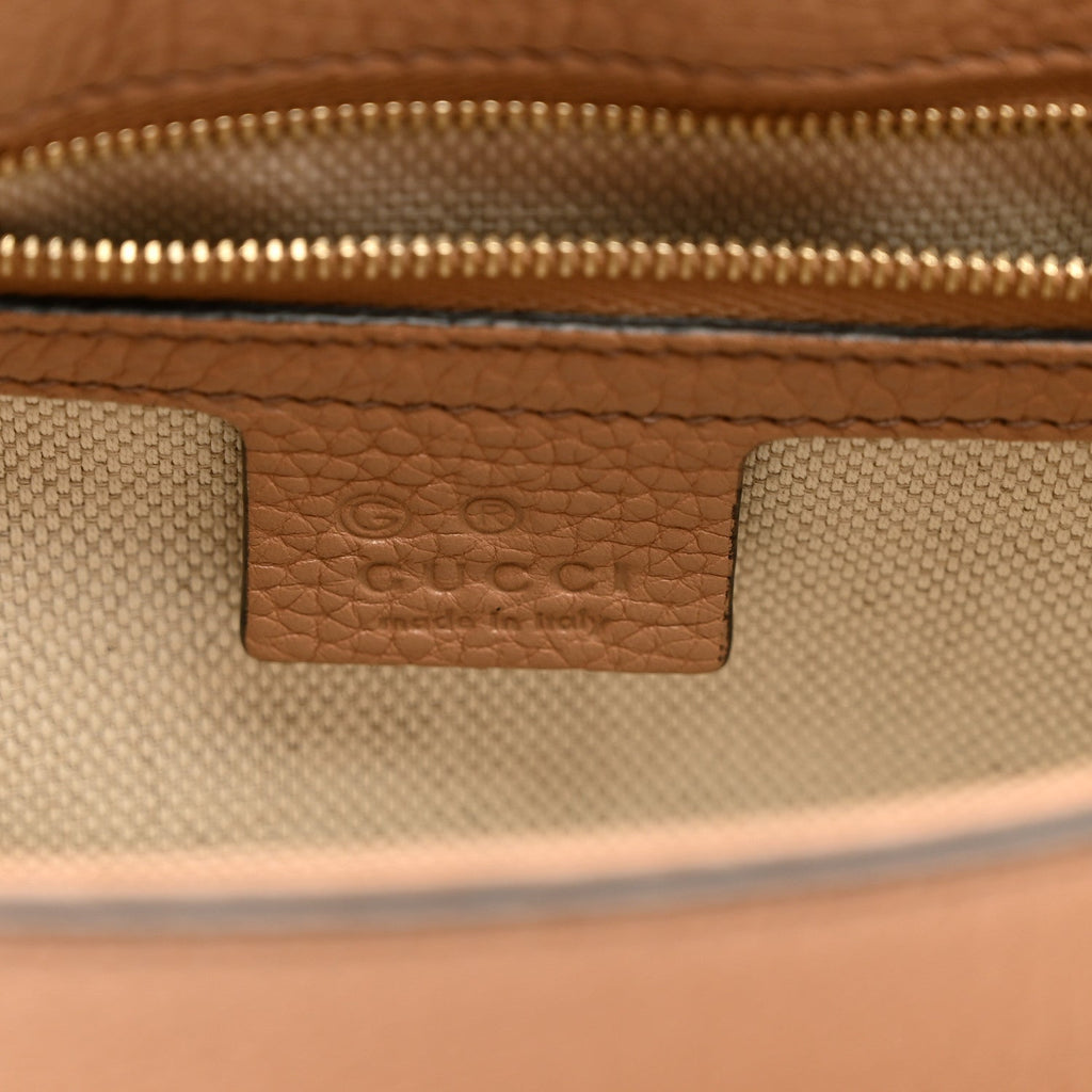 Pebbled Calfskin Medium Soho Flap Crossbody Camelia