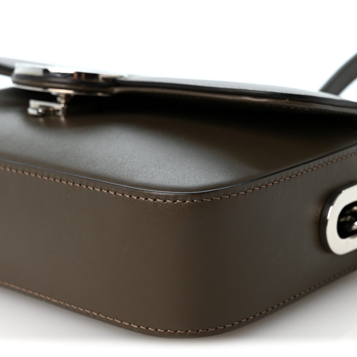 Senna Calfskin Petite GG Top Handle Shoulder Bag Brown