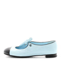 Lambskin Bow Mary Jane Flats 37.5  Light Blue Black