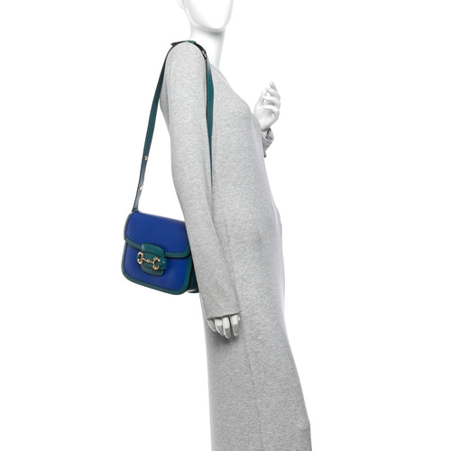 Azalea Calfskin Horsebit 1955 Shoulder Bag Imperial Blue Pavone