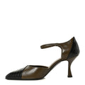 Lambskin Mary Jane Pumps 40 Dark Khaki Black