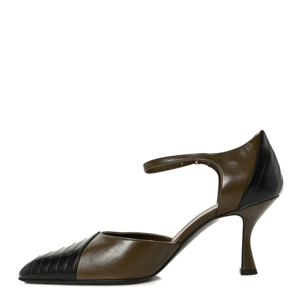 Lambskin Mary Jane Pumps 40 Dark Khaki Black
