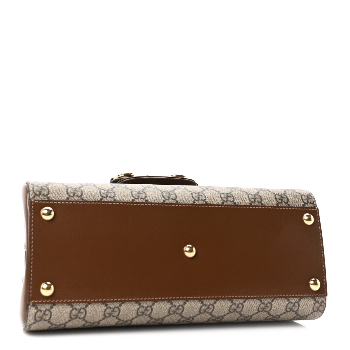 GG Supreme Monogram Calfskin Medium Horsebit 1955 Top Handle Bag Beige Ebony Brown Sugar