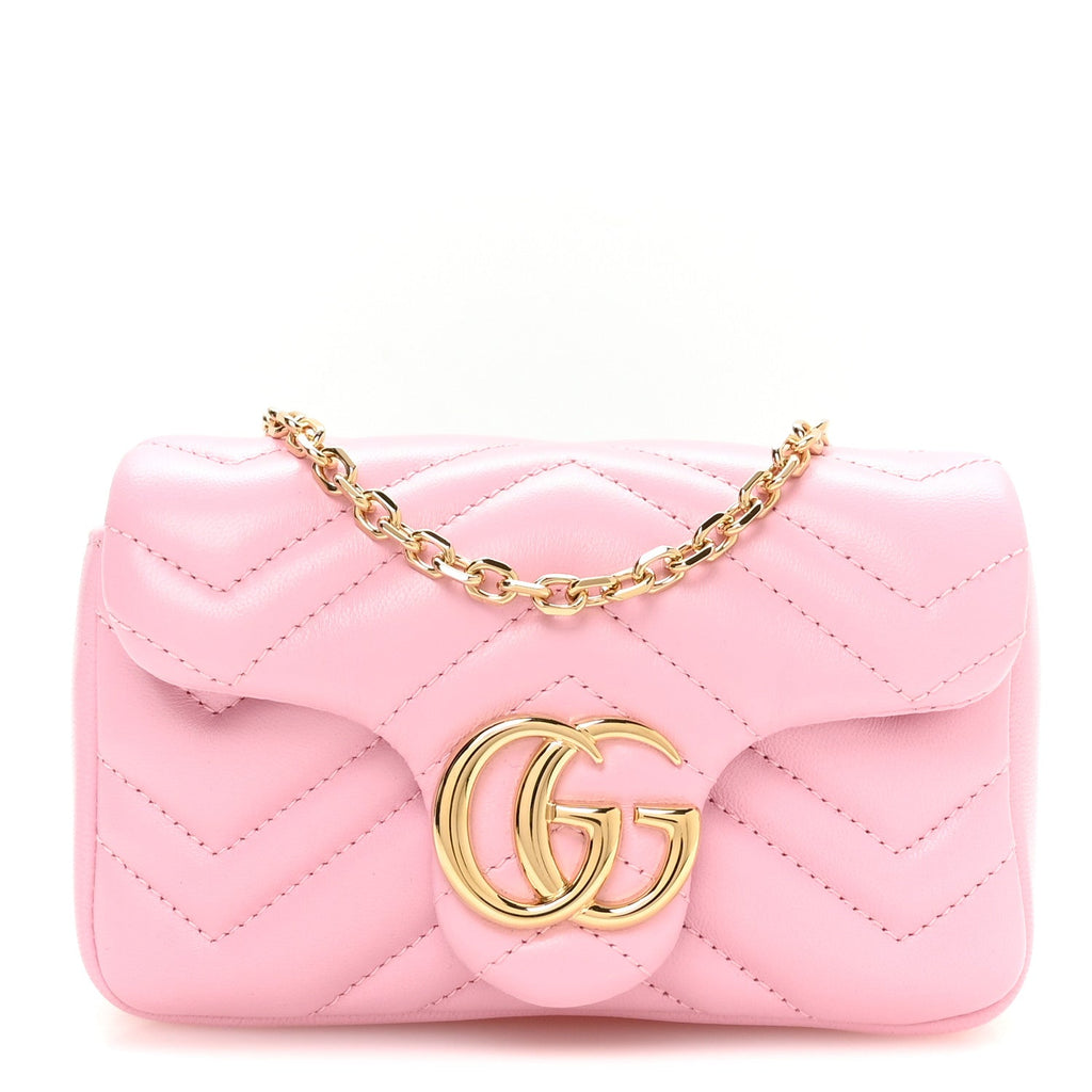 Lambskin Matelasse Mini GG Marmont Shoulder Bag Light Pink