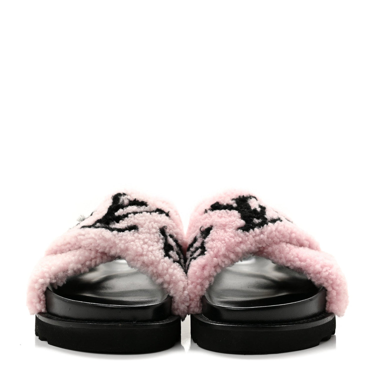 Shearling Calfskin Paseo Flat Comfort Sandal 38 Pink