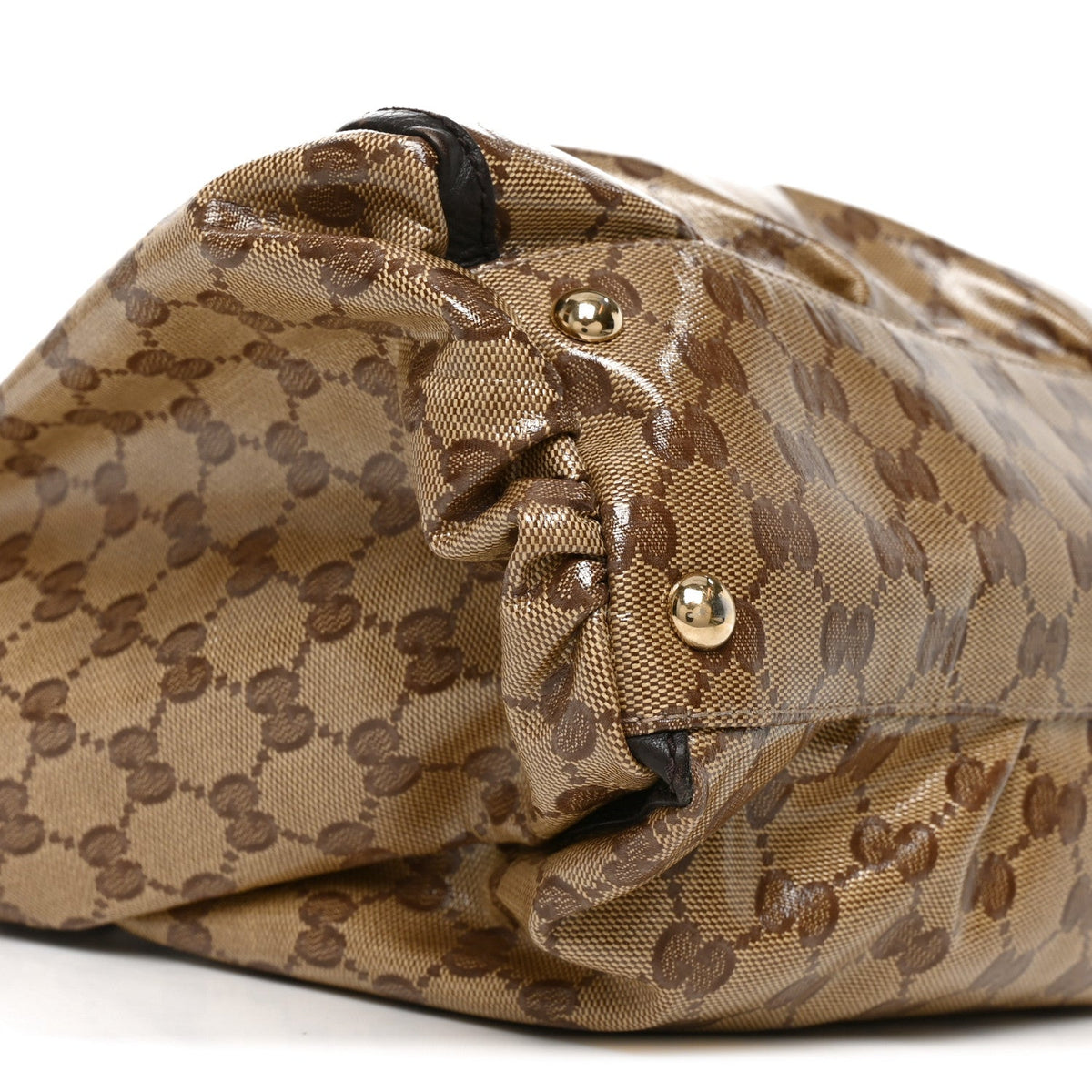 Crystal Monogram Large D Gold Ring Tote Dark Brown