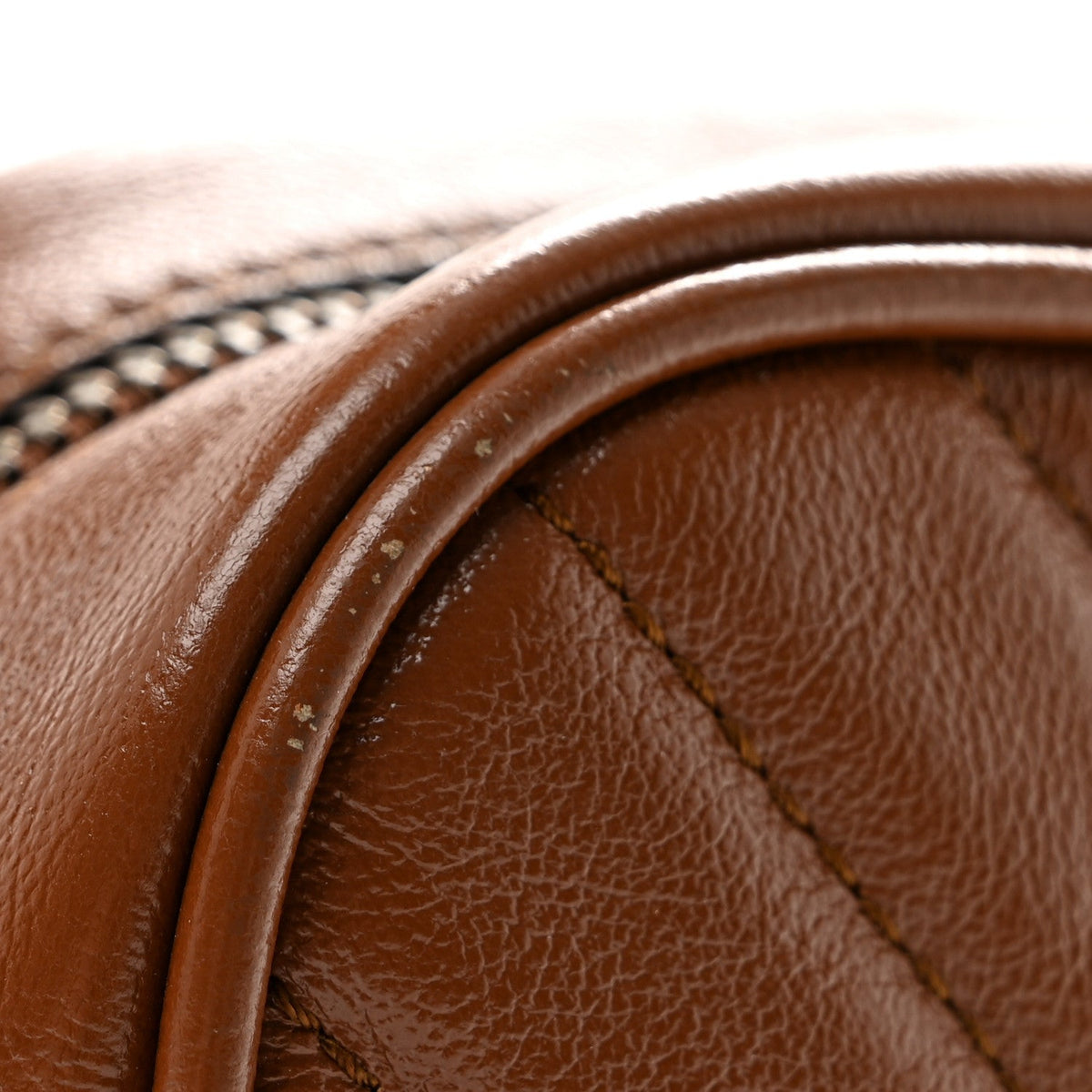 Glazed Calfskin Matelasse Diagonal Mini GG Marmont Chain Shoulder Bag Cuir
