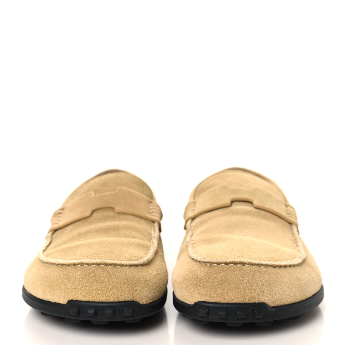 Suede Calfskin Womens Lazy Loafers 37 Beige Sable