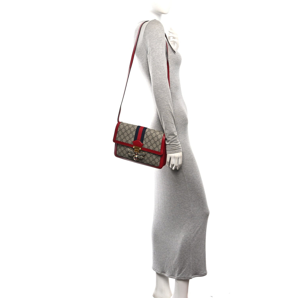 GG Supreme Monogram Medium Queen Margaret Shoulder Bag Red