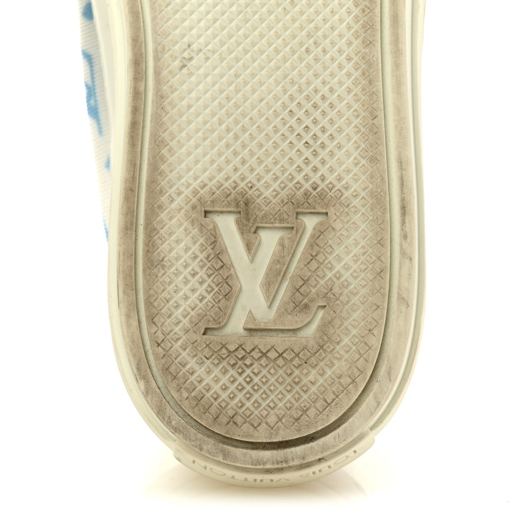 Technical Fabric Calfskin Monogram Stellar Sneakers 35  Blue