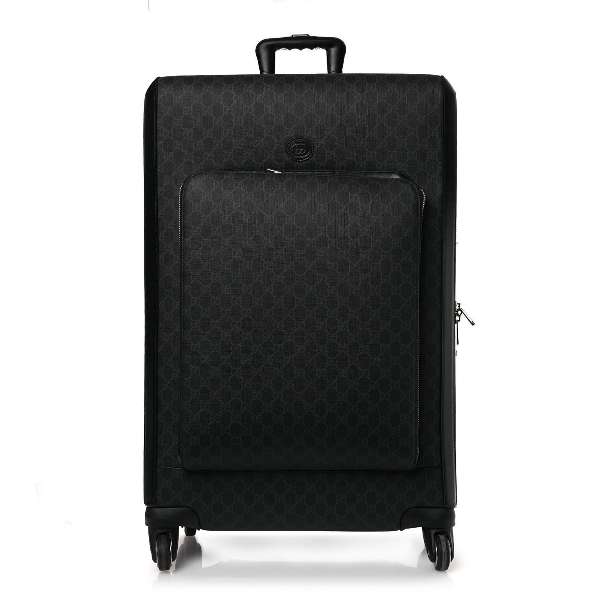GG Supreme Monogram Large Four Wheel Suitcase Black Grey