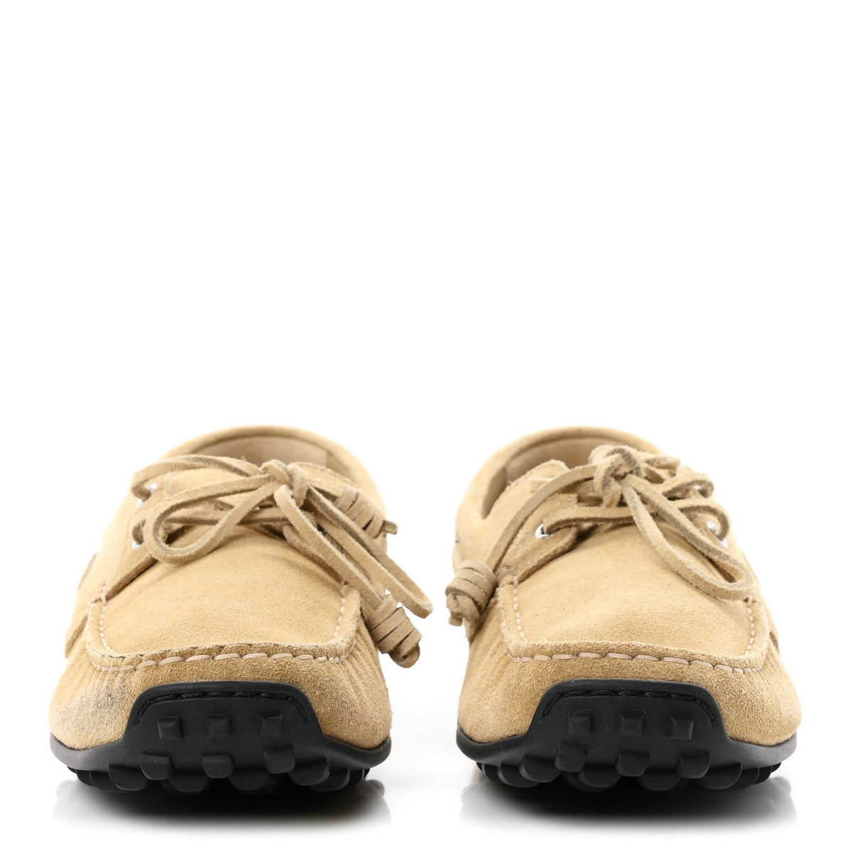 Suede Calfskin Womens Member Loafers 41 Beige Albatre