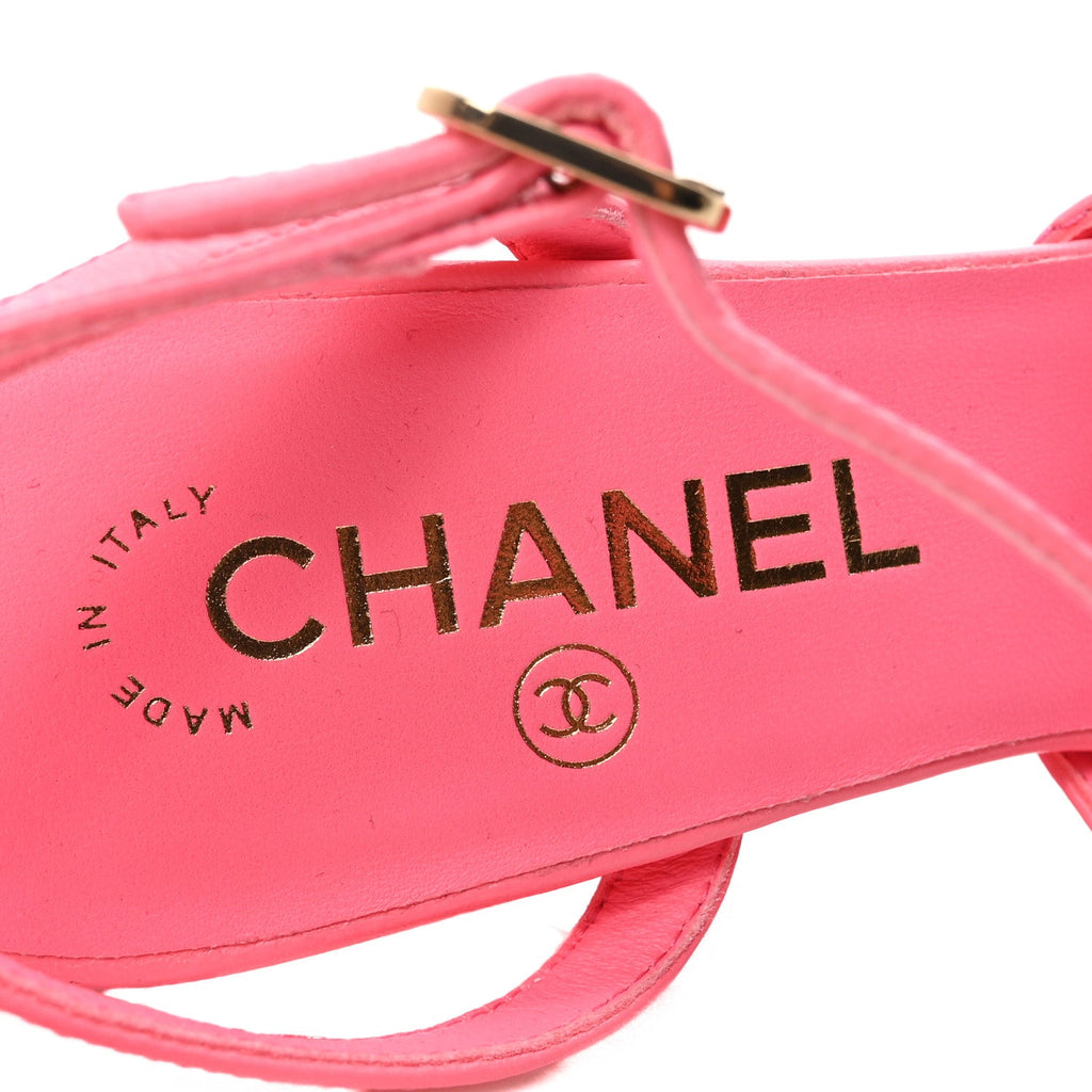 Lambskin Patent Quilted Wedge Sandals 37.5 Pink