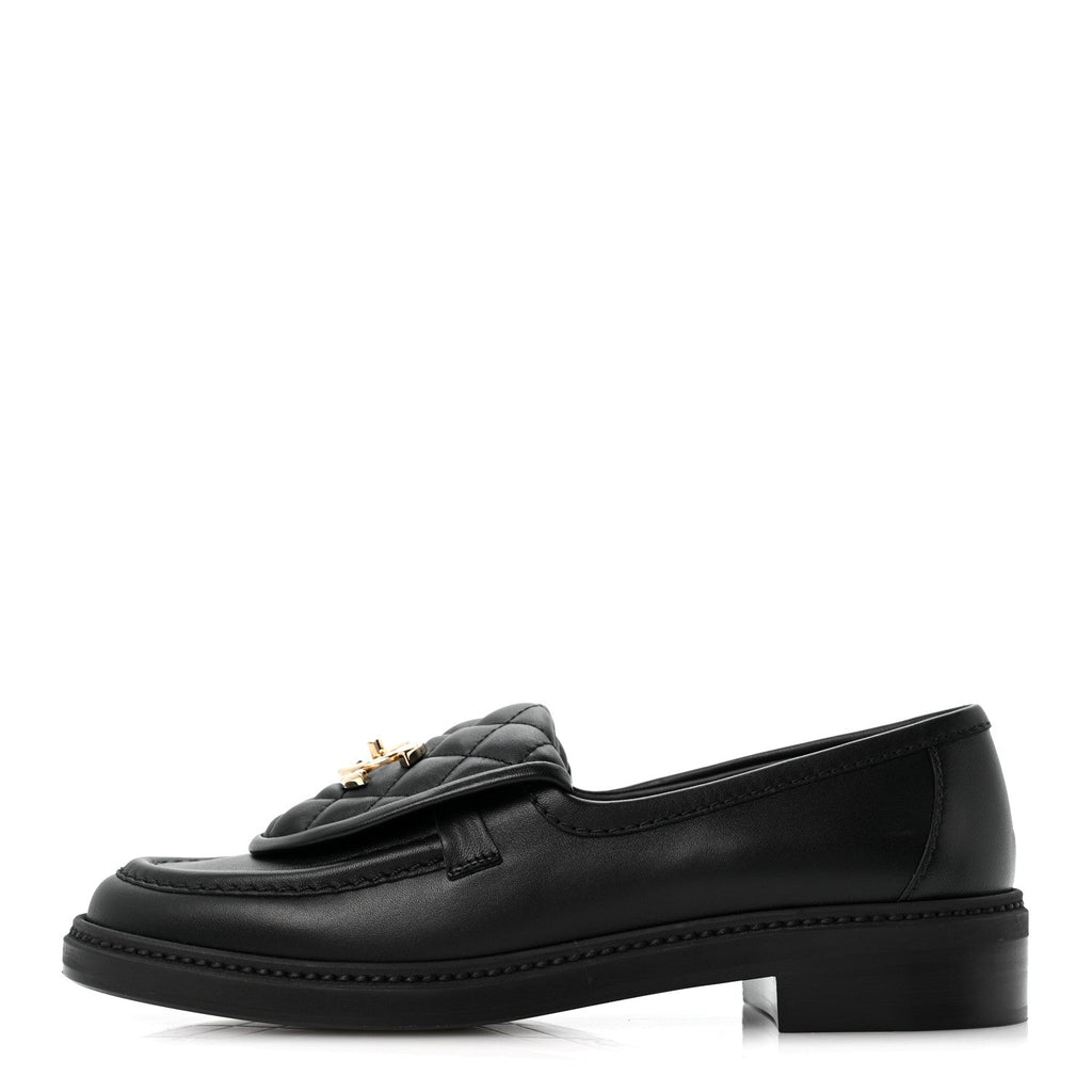 Lambskin Quilted CC Turnlock Loafers 37.5 Black