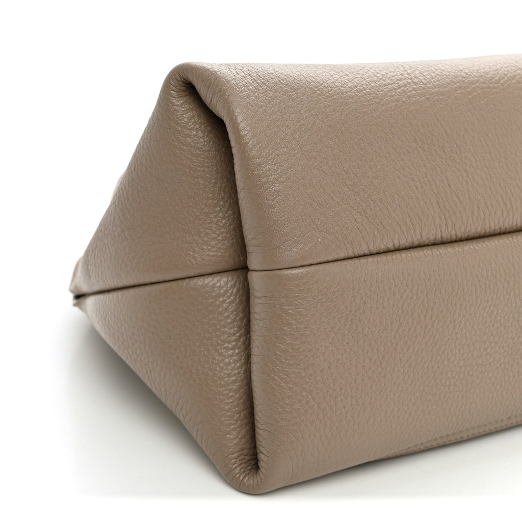 Grained Calfskin Softbit Medium Shoulder Bag Taupe