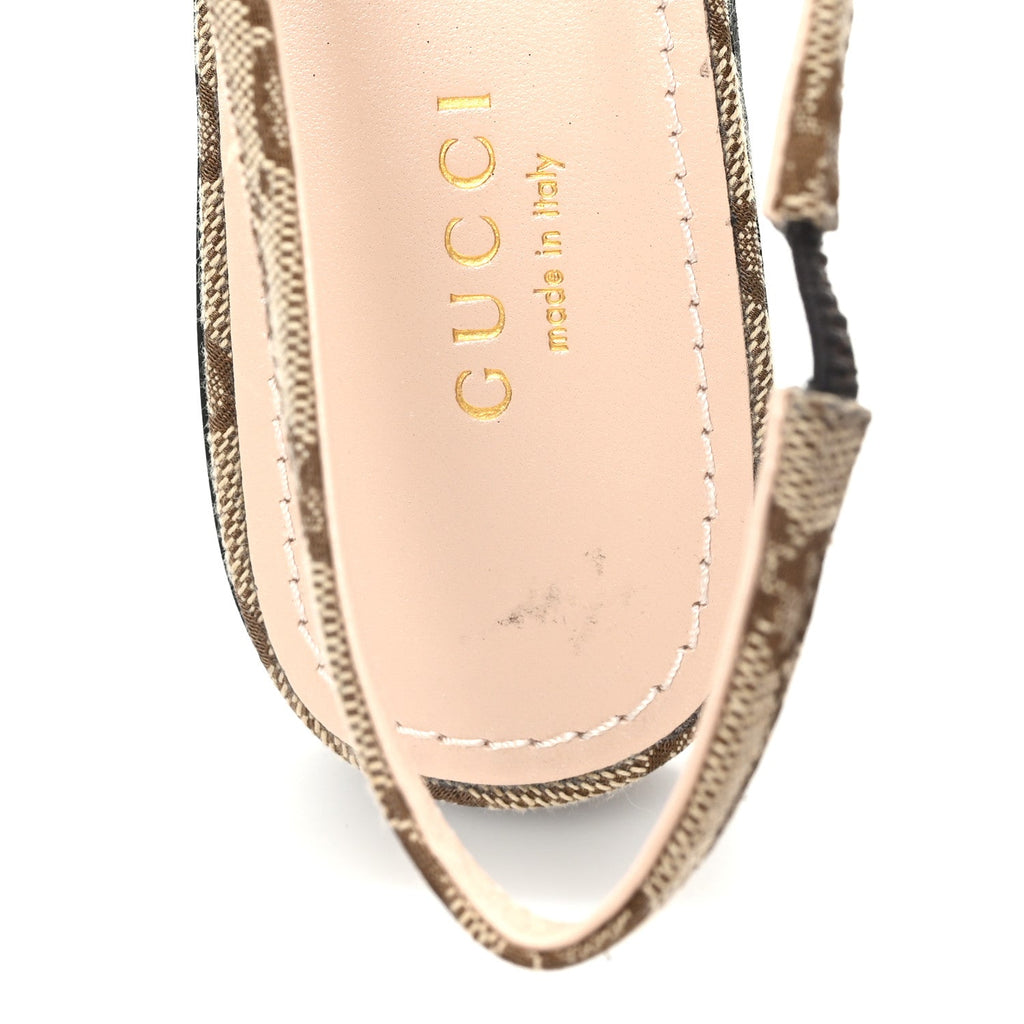 Monogram Horsebit Womens Slingback Ballet Flat 36.5 Beige Ebony Cocoa