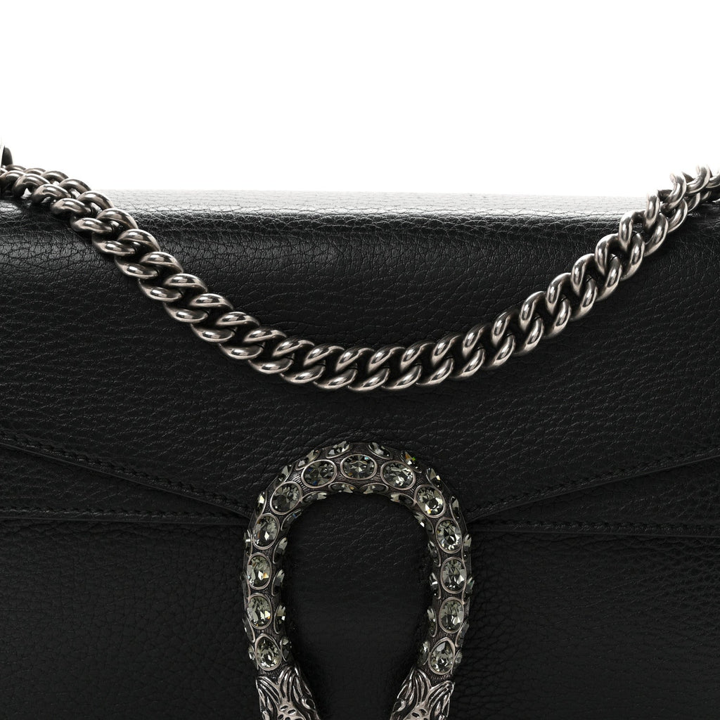 Pebbled Calfskin Small Dionysus Shoulder Bag Black