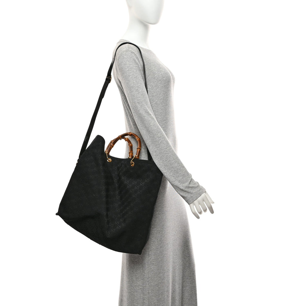 GG Monogram Bamboo Reversible Tote Black