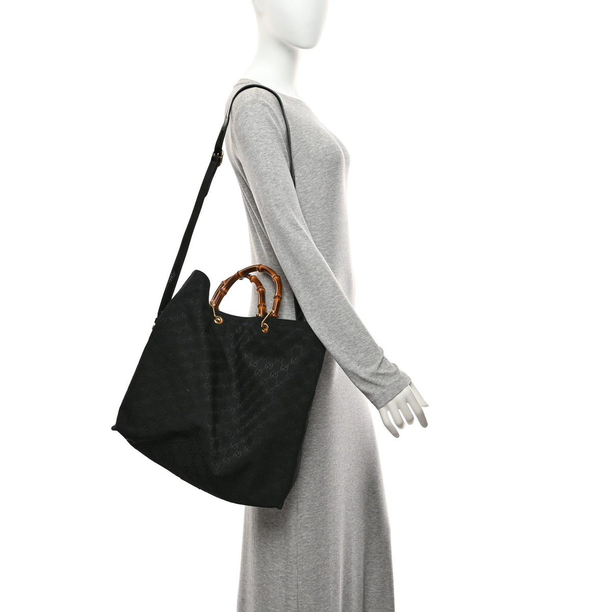 GG Monogram Bamboo Reversible Tote Black