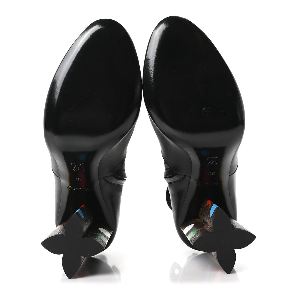LV X YK Calfskin Monogram Silhouette Ankle Boots 38 Black
