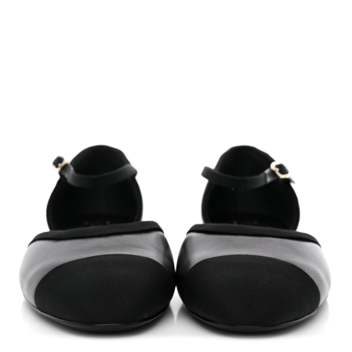 Lambskin Grosgrain Cap Toe Mary Jane Flats 38.5 Black