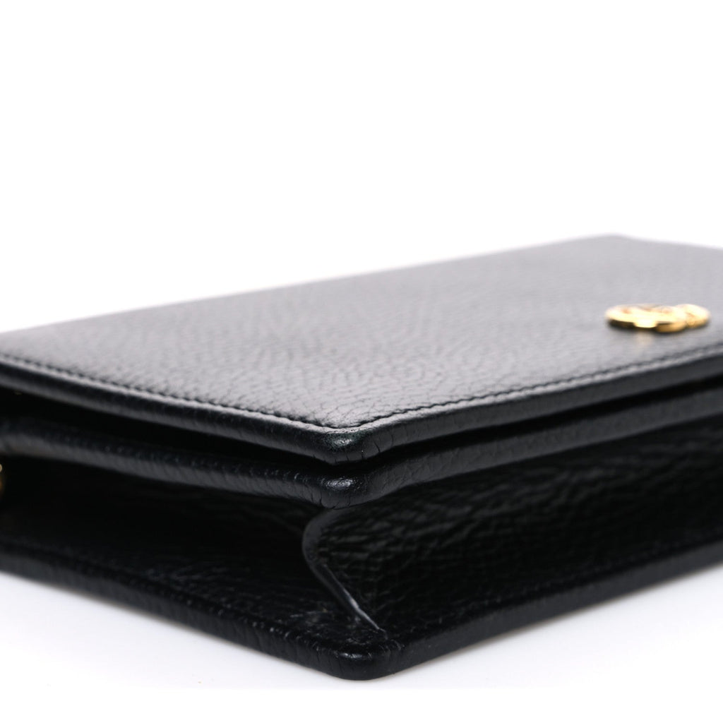 Calfskin Mini GG Marmont Chain Wallet Black