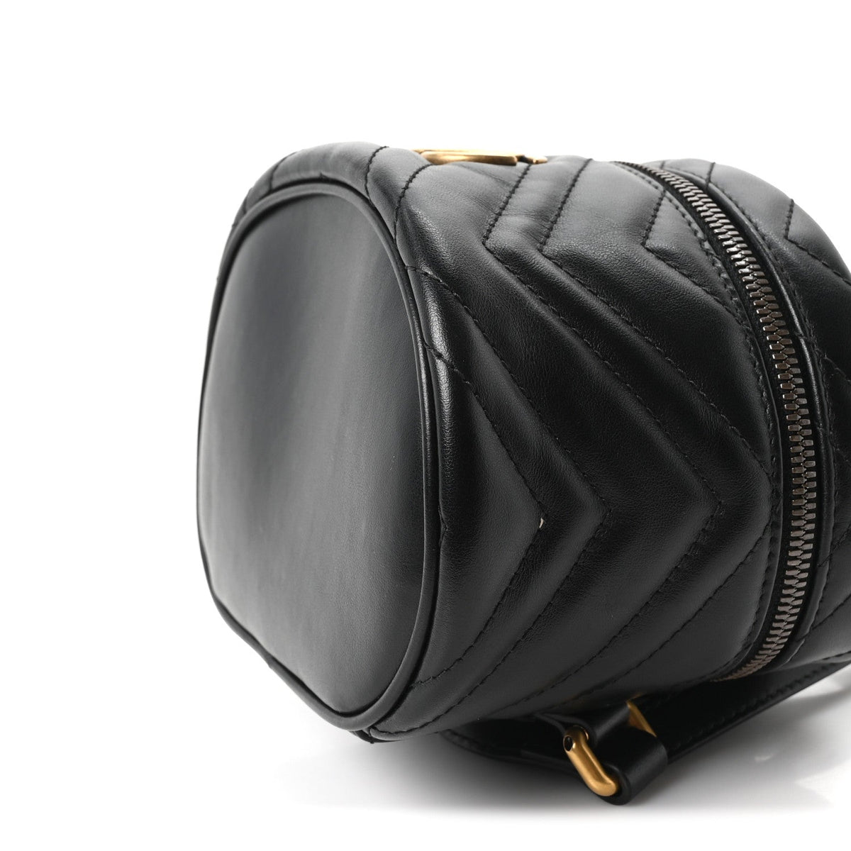 Calfskin Matelasse Mini GG Marmont Round Backpack Black