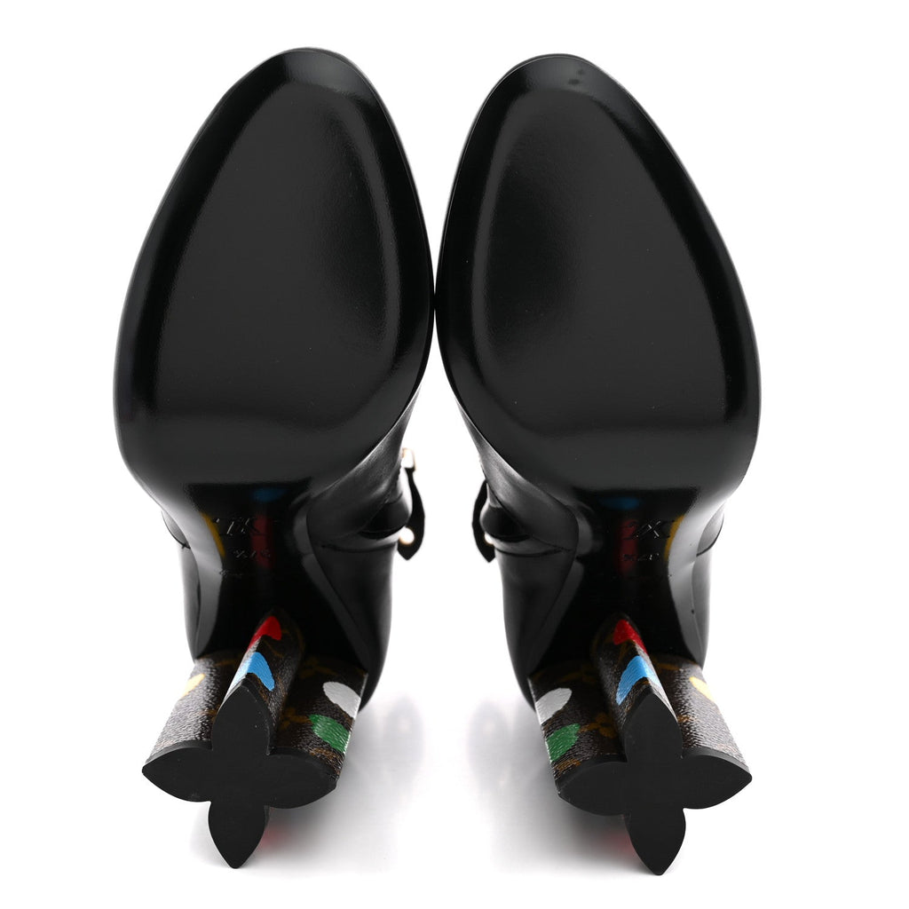 LV X YK Calfskin Monogram Silhouette Ankle Boots 37.5 Black