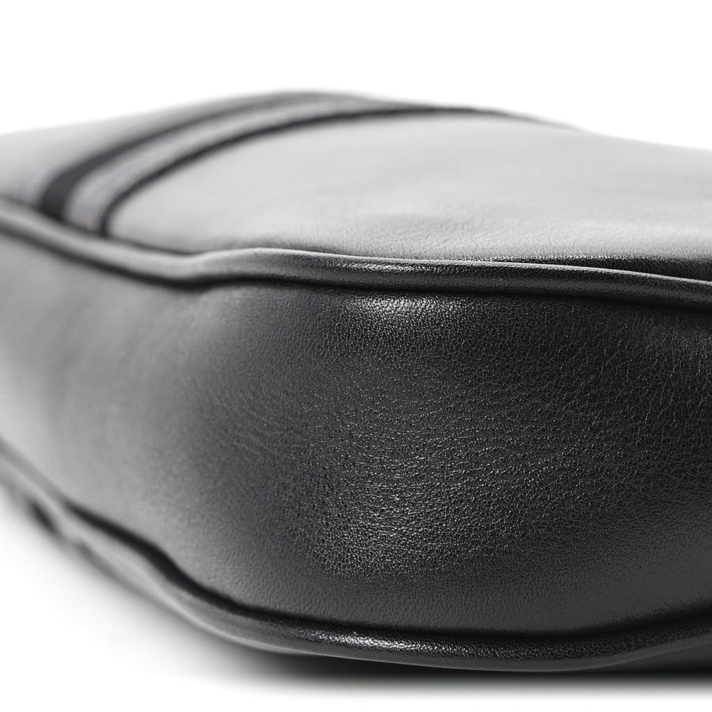 Calfskin Web Small Lunetta Crossbody Bag  Black