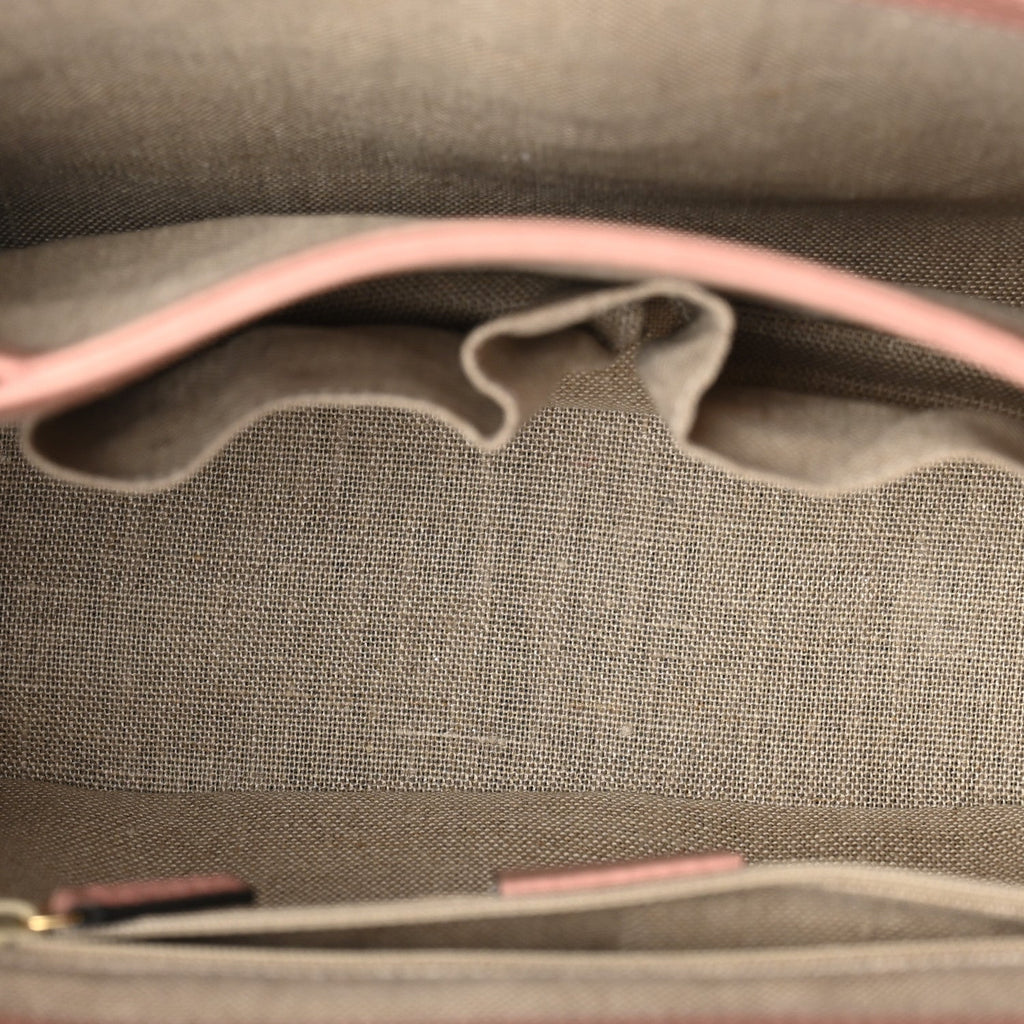 Dollar Calfskin Medium Interlocking G Top Handle Shoulder Bag Soft Pink