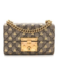 GG Supreme Monogram Bees Small Padlock Shoulder Bag Black