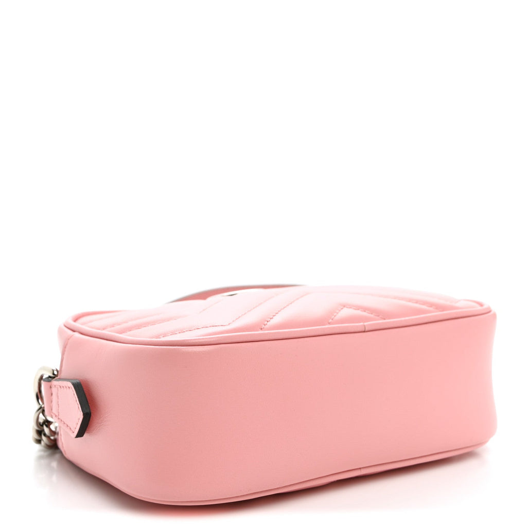 Calfskin Matelasse Mini GG Marmont Chain Shoulder Bag Wild Rose