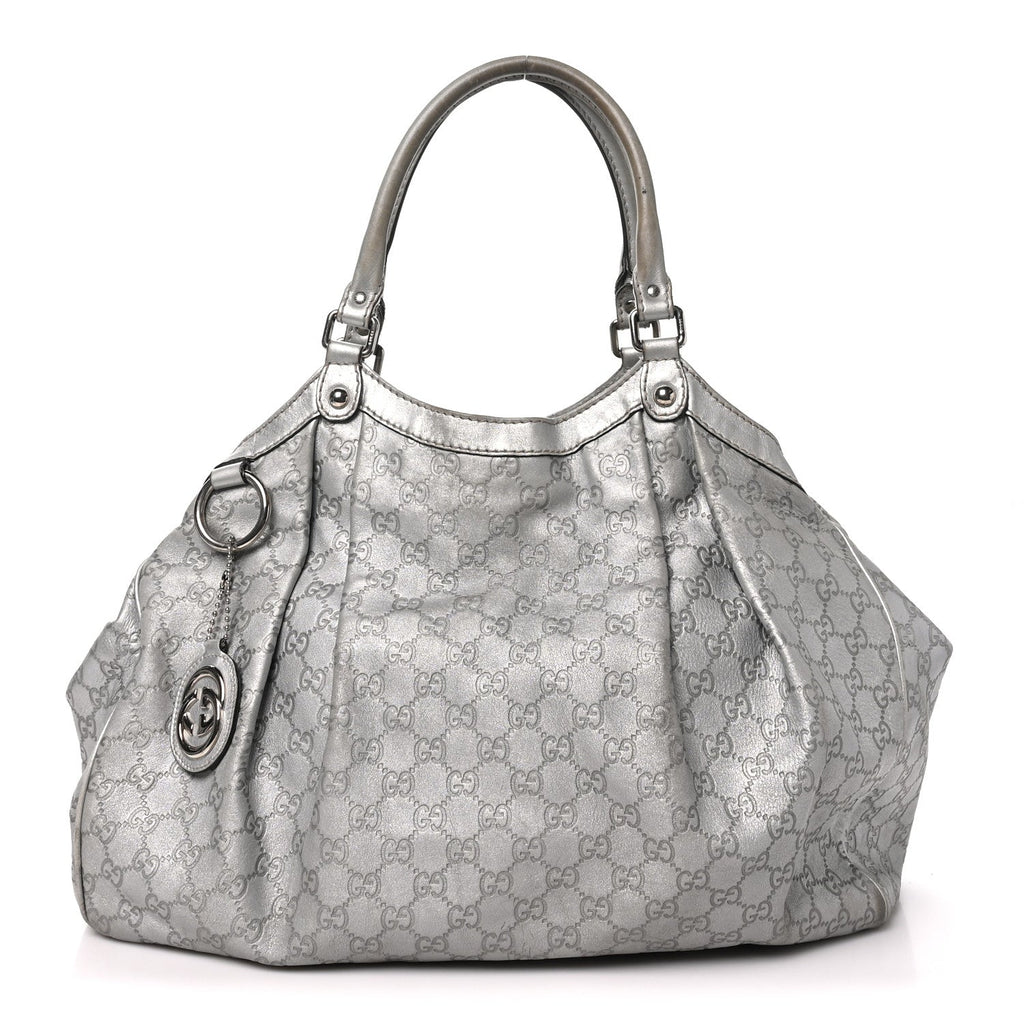 Guccissima Large Sukey Tote Silver
