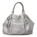 Guccissima Large Sukey Tote Silver