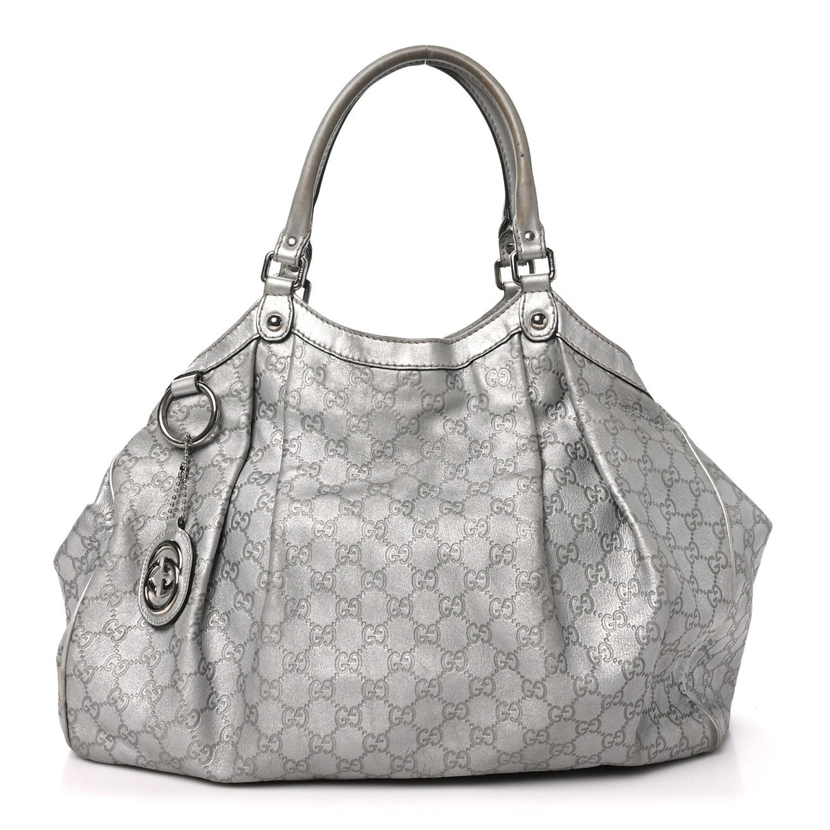 Guccissima Large Sukey Tote Silver