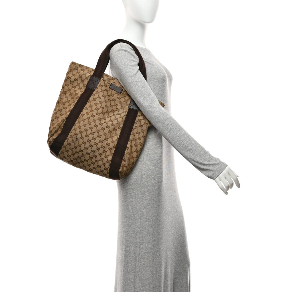 GG Monogram Medium Handle Vertical Tote Bag Dark Brown