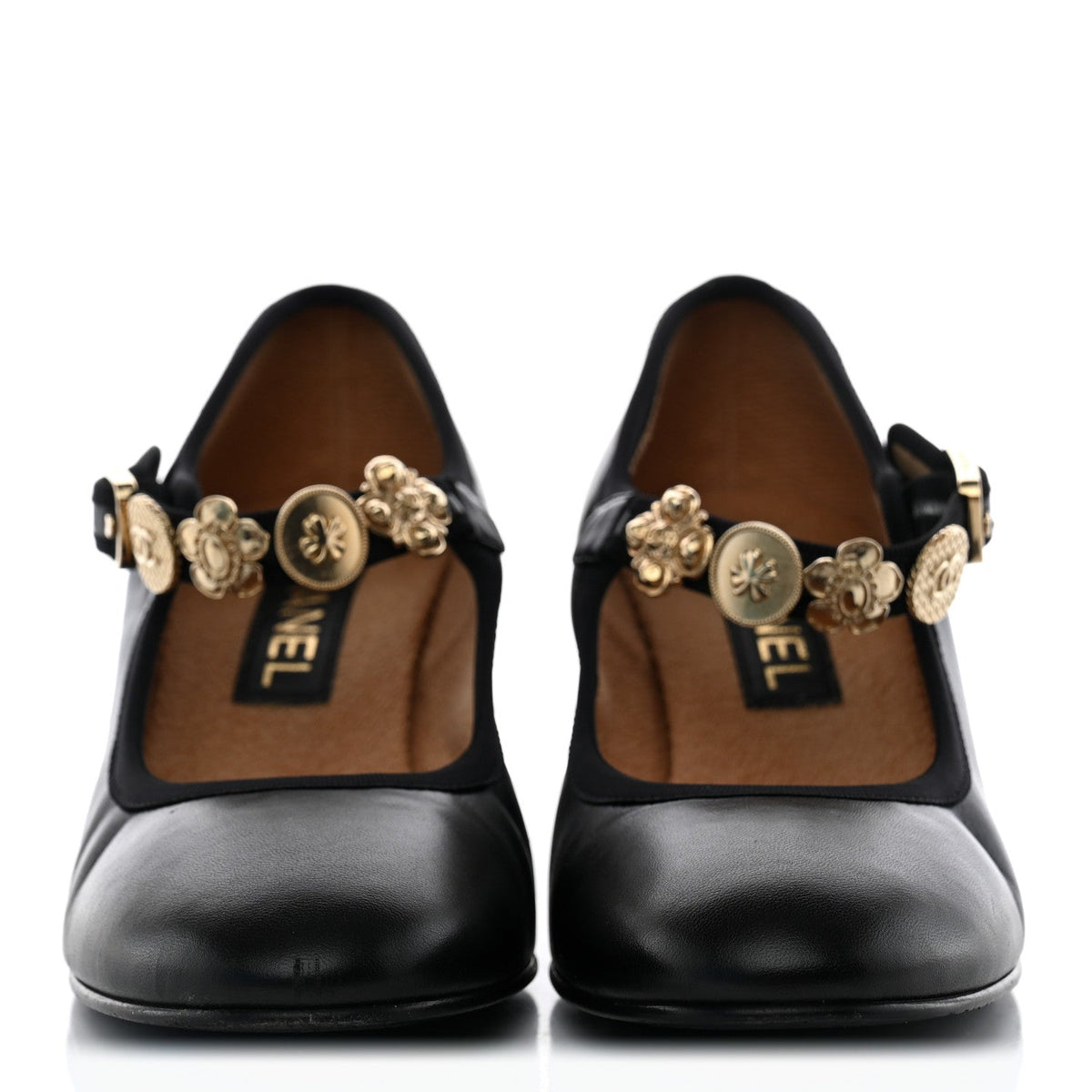 Lambskin Mary Jane Charm Pumps 39.5 Black