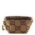 Monogram Jumbo GG Textured Dollar Calfskin Web Belt Bag Camel Ebony New Acero