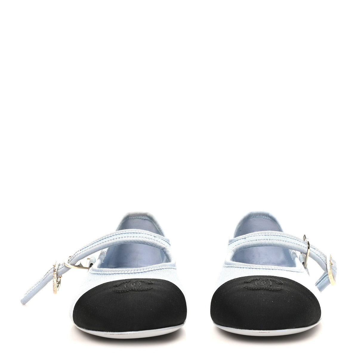 Fabric Grosgrain Mary Jane Flats 37 Light Blue Black