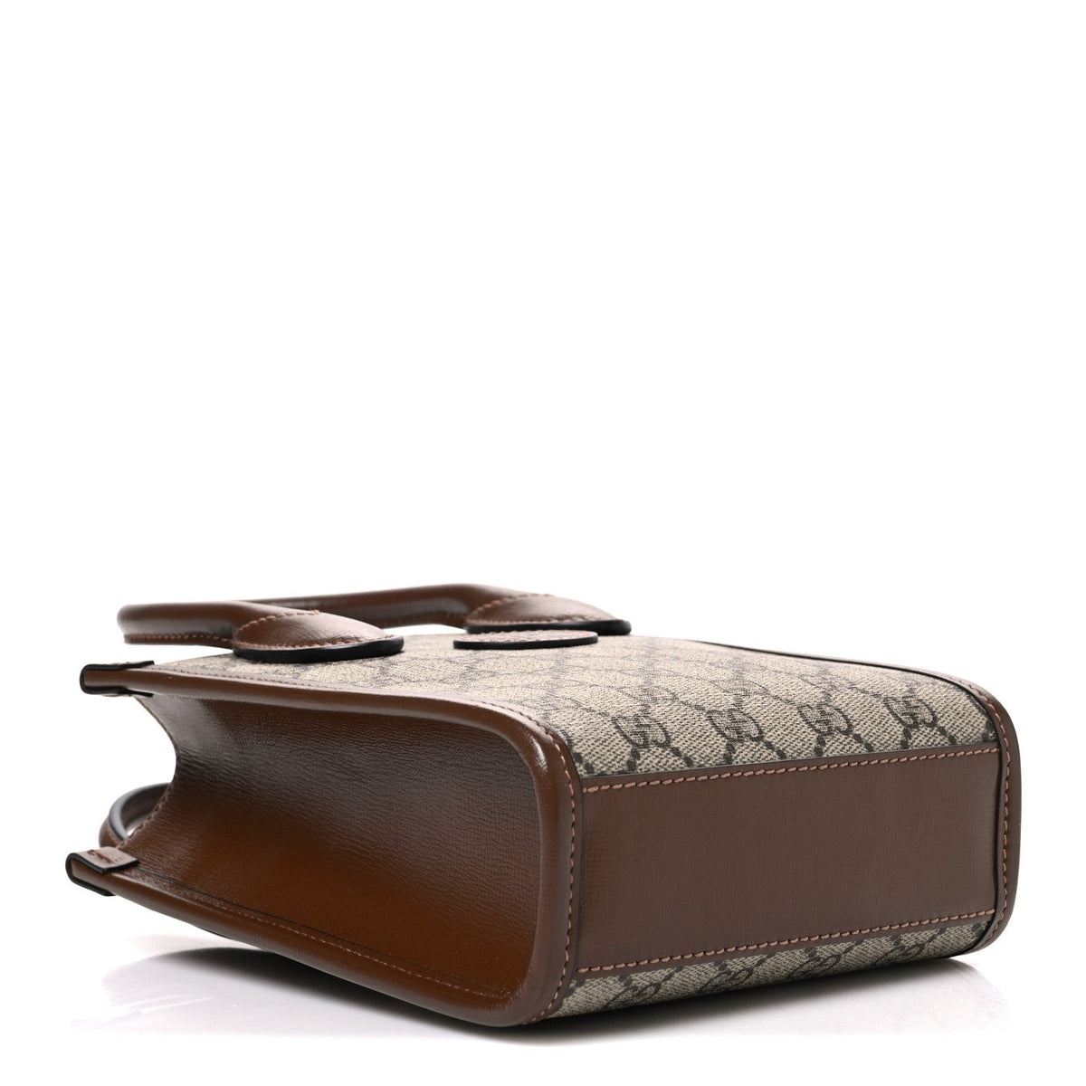 GG Supreme Monogram Azalea Calfskin Mini Retro Interlocking G Tote Bag Beige Ebony Brown Sugar