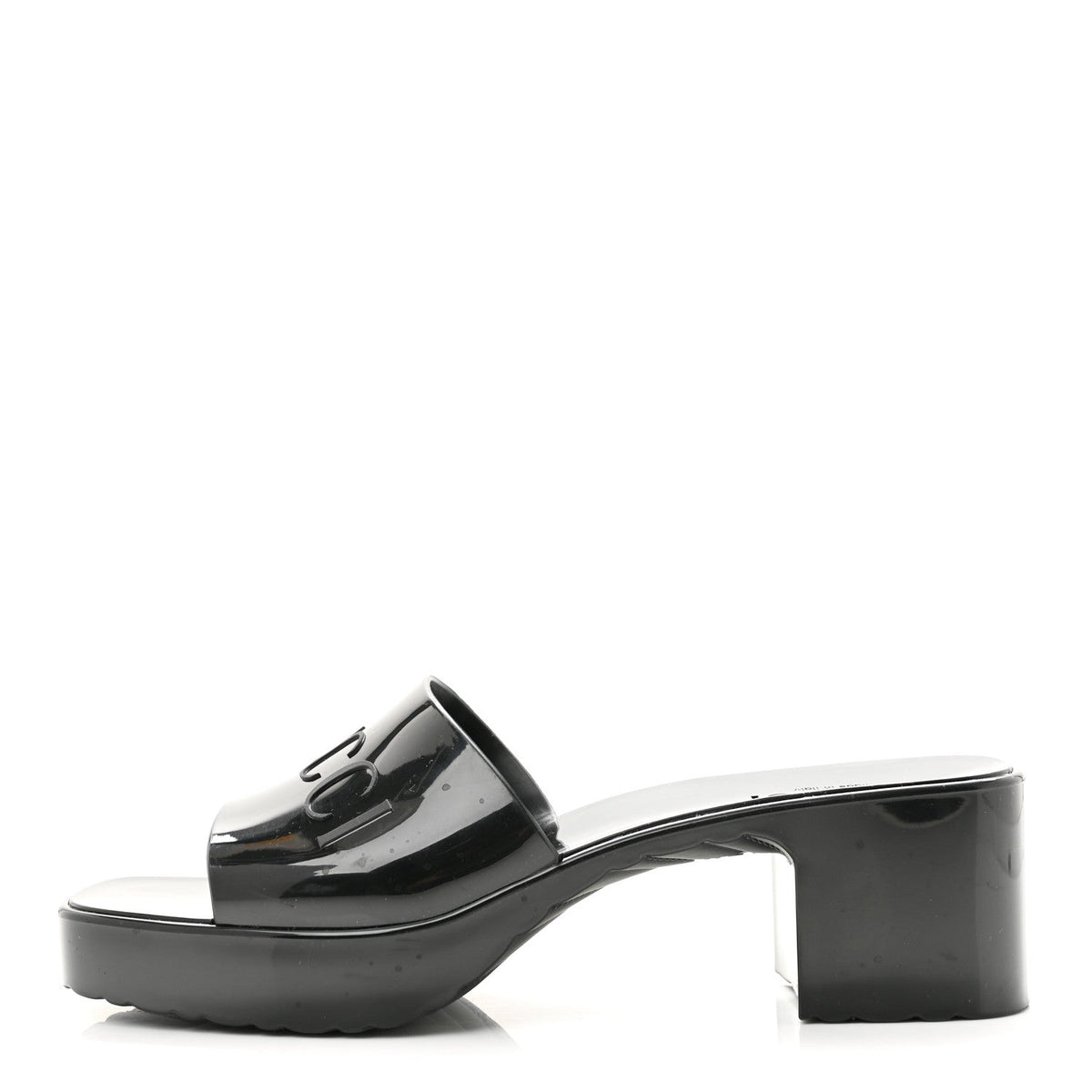 Rubber Gucci Logo Womens Platform 20/60mm Slide Sandals 38 Black