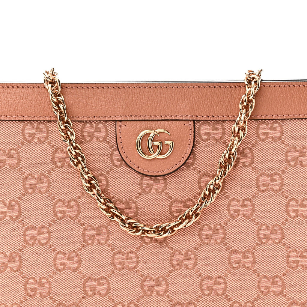 Monogram Textured Dollar Calfskin Small Ophidia Chain Shoulder Bag Cloche Rose Pink